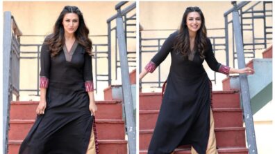 Ethnic Beauty: Divyanka Tripathi looks alluring in a designer black kurti
