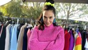 Gal Gadot In Pink Rib Knit Outfit Looks Pretty, See Picture
