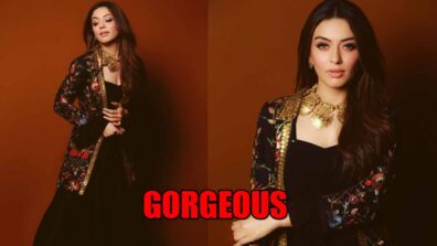 Hansika Motwani Looks Gorgeous In Floral Printed Jacket With Black Lehenga, See Here