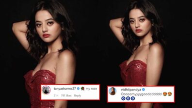 Helly Shah looks gorgeous in latest red bodycon dress, Vidhi Pandya and Tanya Sharma love it