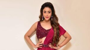 Hiba Nawab looks freaking hot in checkered blacks and grey mini dress with cape sleeves
