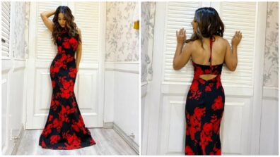 Hina Khan looks drop-dead gorgeous in fish-cut black and red floral dress