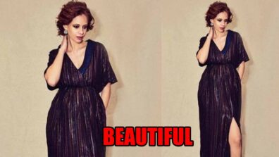 Kalki Koechlin Looked Beautiful In Metallic Thigh Slit Dress Flaunting Her Baby Bump 