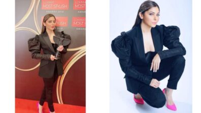 Kanika Kapoor Makes The Best Fashion Statement In Blazer With Knee Length Pants At Award Functions, Have A Look