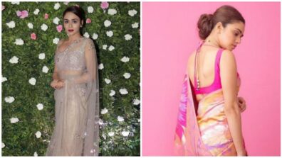 Amruta Khanvilkar Charming Looks In Floral Saree, See Pictures