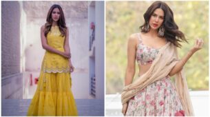 Sonam Bajwa Looks Drop-Dead Gorgeous In Embellished Sharara Suit With Pretty Statement Earrings