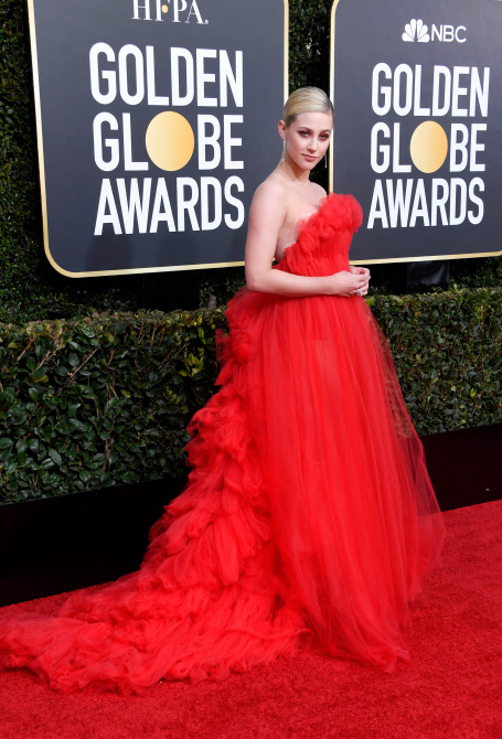 Lili Reinhart Looks Like A Princess In Red Gown At Golden Globes 2019 - 1