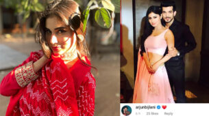 Mouni Roy looking ethereal in stunning red Plazzo Salwar Suit, Arjun Bijlani shares all hearts