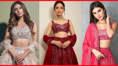 Mouni Roy’s Off White VS Tamannaah Bhatia’s Wine VS Tara Sutaria’s Pink: Hottest Look In Mirror Work Lehenga