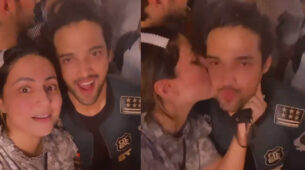 Muaaah: Hina Khan gives a cute adorable kiss to Parth Samthaan in public, netizens melt in awe