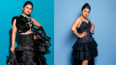 Prajakta Mali’s Spicy Hot Looks In Black Slip Dress With Ruffles, See Pictures