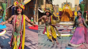 RadhaKrishn Jodi Mallika Singh & Sumedh Mudgalkar play Holi at shooting set, fans love the chemistry