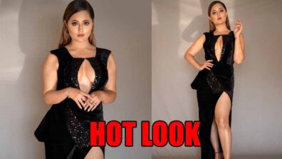 Rashami Desai sets internet on fire with her latest hot look in plunging neckline and thigh-high slit black gown