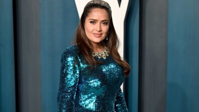 Salma Hayek Looks Hot In Sequin Blue Dress
