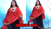 Sapna Choudhary’s Latest Gorgeous Palazzo Designer Suit With Red And Black Color Combination; See Pics