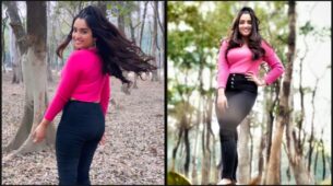 See Hottie Amrapali Dubey In Pink Top And Black High Waist Jeans