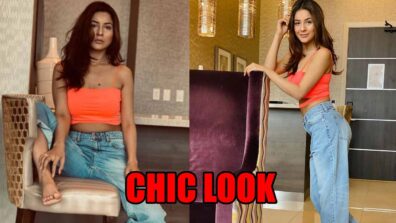 Shehnaaz Gill looks chic in latest orange crop top and denim look