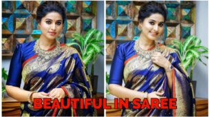 Sneha Prasanna Looks Delightful In Blue Saree With Red Border, See Pictures