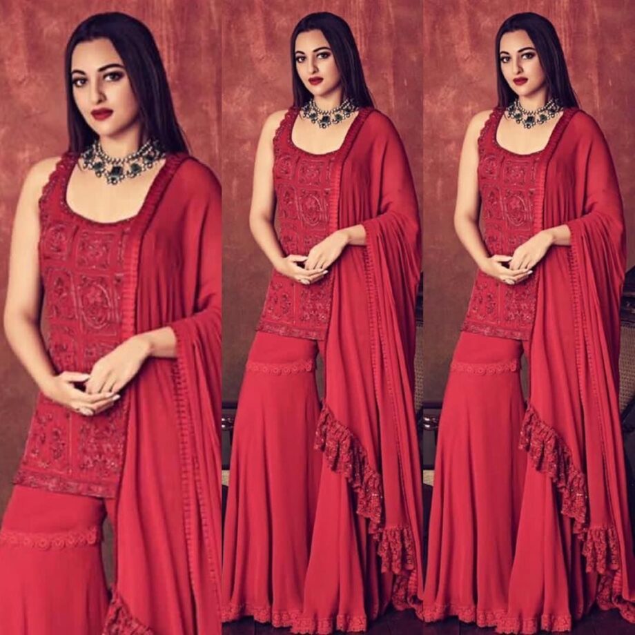 Sonakshi Sinha In Purple Vs Red Vs Blush Pink: Which Sharara Look Did You Love The Most? - 1