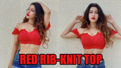 Sonarika Bhadoria Looks Dreamy In Red Rib-knit Top, See Here