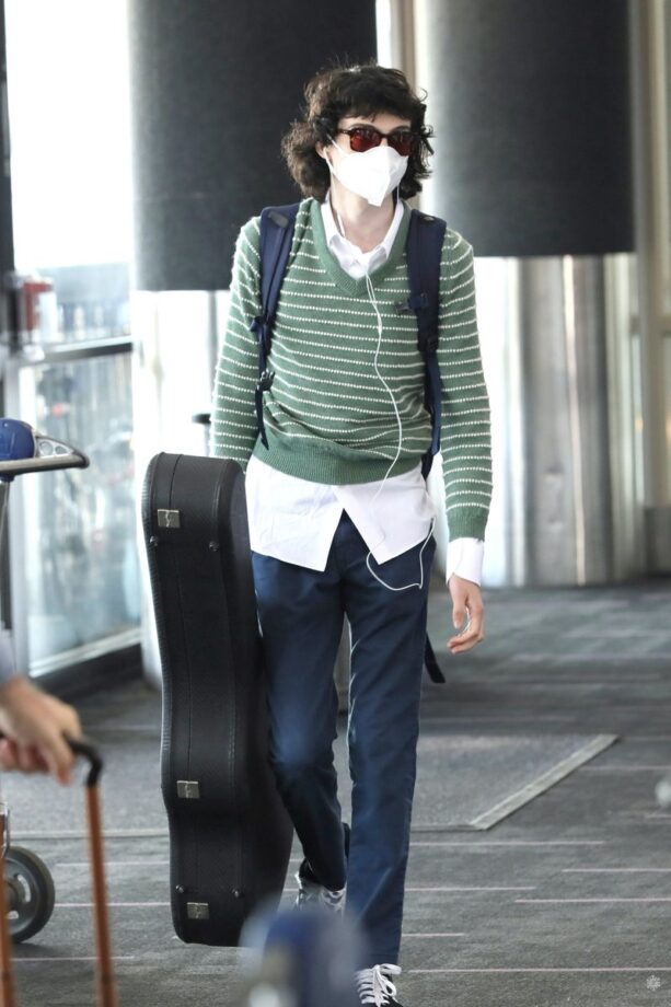 Stunning Airport Looks Of Cute Teen Actor Finn Wolfhard - 1