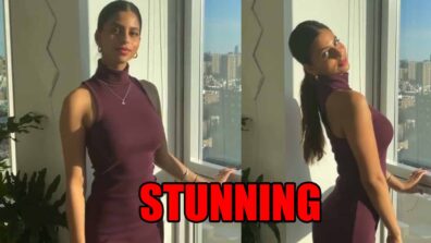 Suhana Khan looks stunning in purple bodycon dress