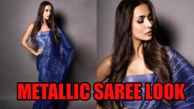 Stylish Looks Of Malaika Arora In Blue Metallic Saree, See Photos Here