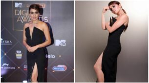 Beauty Diva: Amruta Khanvilkar Looks Spicy Hot In Black Velvet Bodycon Dress With High Thigh Slit, Netizens Feel The Heat, See Photos Here