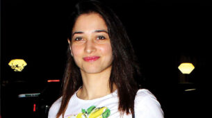 Tamannaah Bhatia Looks Pretty In Yellow White Striped Long Sleeves Outfit