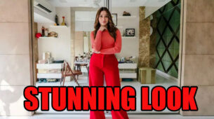 Tamannaah Bhatia Rocks The High-Waist Red Formal Pants With Pink Rib Knit Crop Top: See Pictures Here