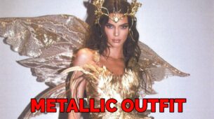 Throwback!! Kendall Jenner Shines In Metallic Golden Off-Shoulder Top, See Here
