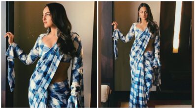 Throwback: When Sonakshi Sinha Teamed With Plaid And Floral Print Blue Saree, Looked Gorgeous