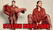 Vidya Balan Goes Brown In Stylish Dhoti Pants With Bat Wing Traditional Wear
