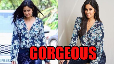 Katrina Kaif Looks Gorgeous In Blue Floral Print Shirt With Sequin Pant