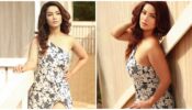 Adaa Khan looks dazzling in a black and white one-shouldered thigh slit summer dress