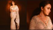 Amruta Khanvilkar Looks Like A Dream In Beige Striped Saree, See Her Pictures