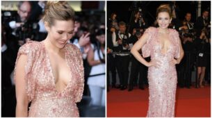 The time when Elizabeth Olsen Sparkled In Blush Pink Outfit At Cannes 2017