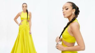 Ashley Madekwe Looks Super Gorgeous In Bright Yellow Dress At BAFTA 2021
