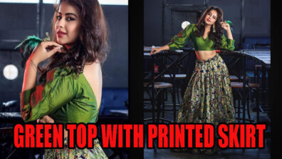 Avika Gor Looks Like A Dream In This Green Crop Top With Printed Gorgeous Skirt