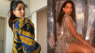 Better late than never: Nora Fatehi burns the oomph quotient in a printed shower gown, fans feel the heat