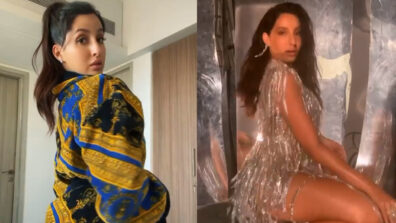 Better late than never: Nora Fatehi burns the oomph quotient in a printed shower gown, fans feel the heat