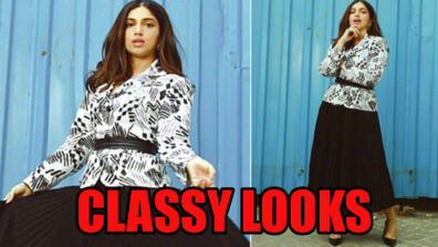 Bhumi Pednekar Looks Classy In White And Black Jacket Paired With Pleated Black Skirt, See Here