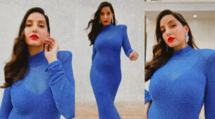 [Blue Berry Babe] Nora Fatehi does a super hot ramp walk in blue shimmery bodycon dress, fans can’t stop crushing