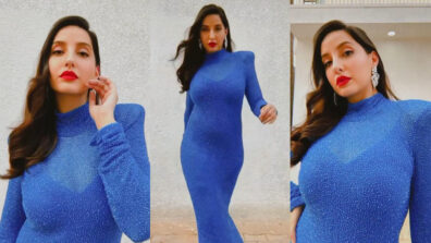 [Blue Berry Babe] Nora Fatehi does a super hot ramp walk in blue shimmery bodycon dress, fans can’t stop crushing