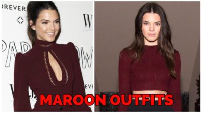 Classy and posh looks of Kendall Jenner in a maroon outfit