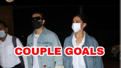 Couple Goals: Ranveer Singh & Deepika Padukone ‘twin’ with perfection at airport, fans wonder they are heading?