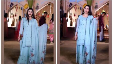 Desi Queen: Sapna Choudhary Flaunts In Light Blue Embroidered Sharara Suit, See pics