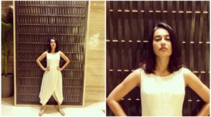 Dhoti style white outfit looks of Surbhi Jyoti is just amazing to have a look