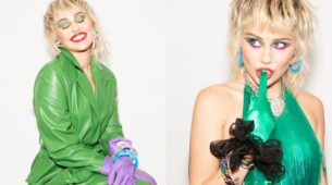 Don’t Miss This BTS Moment Shared By Miley Cyrus In Her Green Pantsuit