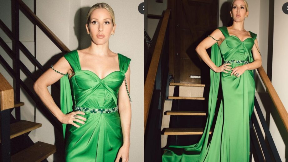 Ellie Goulding Looks Fascinating In Corset Style Green Gown, Do Have A Look 374964